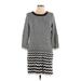 Charming Charlie Casual Dress - Sweater Dress: Gray Chevron/Herringbone Dresses - Women's Size Large