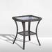 Winston Porter Koba Wicker Rattan Side Table w/ Glass Top Glass/Wicker/Rattan/Mosaic in Brown | 22 H x 20 W x 20 D in | Outdoor Furniture | Wayfair