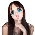 Masque en latex Loli Big Eyes Demi-masque Anime Cosplay Costume de carnaval Dessin animé Rick