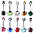 Piercing de Nombril en acier inoxydable 10 pièces 14G anneaux de Nombril boules de strass