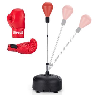 Costway Adjustable Freestanding Punching Bag with Boxing Gloves-Red