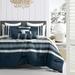 7 Piece Comforter Set Blue Striped Tribal Soft Bedding