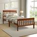 Twin Size Platform Bed, Solid Wood Panel Bed Mattress Foundation Sleigh Bed Frame with Headboard & Footboard, Wood Slat Support