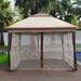 Outdoor 11x 11Ft Pop Up Gazebo Canopy with Zipper Netting&4 Sandbags, 2-Tier Soft Top Event Tent, Suitable for Patio, Garden