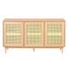 59" Rattan TV Stand for 65/70 inch TV Living Room Storage Console Entertainment Center,3 open doors