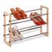 Natural/Chrome 3-Tier Stackable and Expandable Shoe Rack