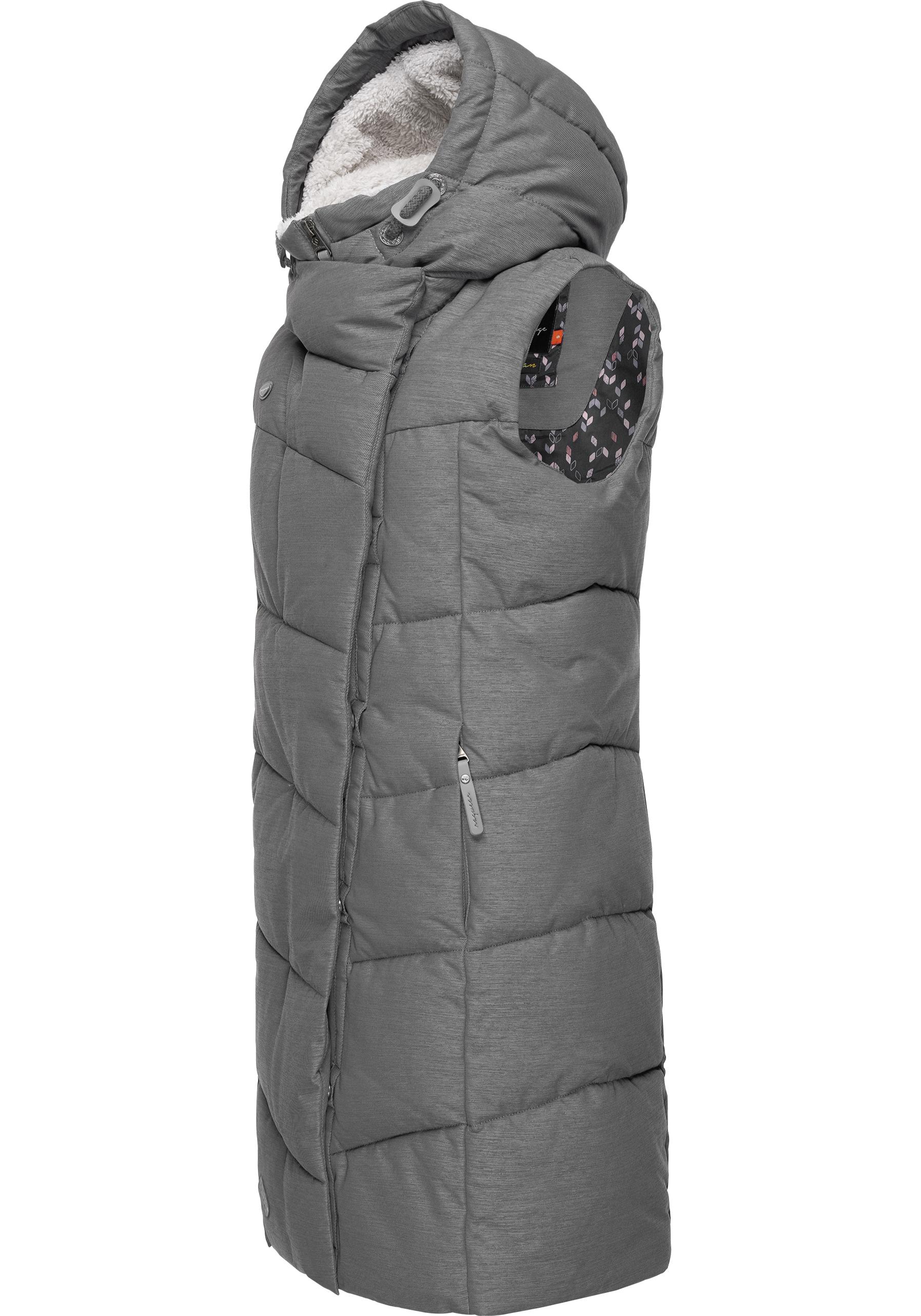 Steppweste RAGWEAR "Pavla Vest", Damen, Gr. XXXL(46), grau, Außenmaterial: 100% Polyester, Innenfutter: 100% Polyester, Wattierung: 100% Polyester, Modisch, figurbetont ca. Mitte Oberschenkel, Westen, stylische Winterweste mit Teddyfutter und Kapuze Image