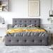 Queen Linen Upholstered Platform Bed with Tufted Headboard & 4 Drawers