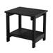 Outdoor Patio Plastic Wood End Table Weather Resistant Rectangular Side Table w/ 1 Shelf for Outdoor Garden/ Poolside
