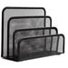 Folder Holder Desk Mail Organizer Letter Holder for Desk Metal Mesh with 3 Vertical Upright Compartments