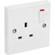 Axiom Switched Socket 1 Gang Double Pole in White Plastic