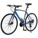 Adult Hybrid Bikes for Men Women 24 Speed 700C Road Bike Dual Disc Brakes Aluminum Alloy Frame City Bicycle Light Blue