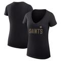 Women's G-III 4Her by Carl Banks Black New Orleans Saints Dot Print V-Neck Fitted T-Shirt