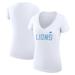 Women's G-III 4Her by Carl Banks White Detroit Lions Dot Print V-Neck Fitted T-Shirt