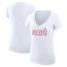 Women's G-III 4Her by Carl Banks White Cincinnati Reds Dot Print V-Neck Fitted T-Shirt
