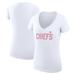 Women's G-III 4Her by Carl Banks White Kansas City Chiefs Dot Print V-Neck Fitted T-Shirt