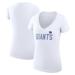 Women's G-III 4Her by Carl Banks White New York Giants Dot Print V-Neck Fitted T-Shirt