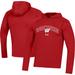 Men's Under Armour Red Wisconsin Badgers 2023 Sideline Tech Hooded Raglan Long Sleeve T-Shirt