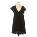 Urban Outfitters Casual Dress - Shift Plunge Short sleeves: Black Print Dresses - Women's Size X-Small