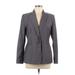 Anne Klein Blazer Jacket: Below Hip Gray Print Jackets & Outerwear - Women's Size 8