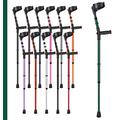 Ossenberg Soft Grip Closed Cuff Double Adjustable Crutch - Green - Single | Height Adjustable Elbow Crutch for Men Women Adults Arthritis Soft Comfy Handle Forearm Ergonomic