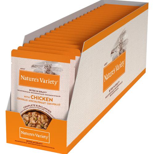 44x 85g Nature's Variety Bites in Soße mit Huhn Katzenfutter nass