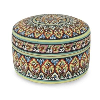 Celadon ceramic jewelry box, 'Thai Royale'