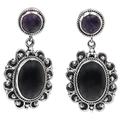 Amethyst and onyx earrings, 'Equilibrium'