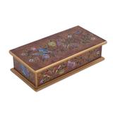 Butterfly Jubilee in Sepia,'Reverse Painted Glass Butterfly Decorative Box in Sepia'