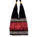 Crimson Wine,'Cotton Thai Style Shoulder Bag in Crimson and Black'