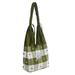 'Green Plaid Elephant' - Patterned Cotton Shoulder Bag from Thailand