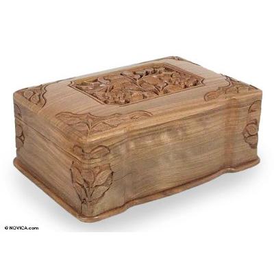 'Eternal Attraction' - Fair Trade Floral Wood Jewelry Box