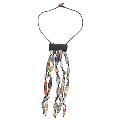 Eco Tradition,'Recycled Paper Waterfall Necklace Crafted in Ghana'