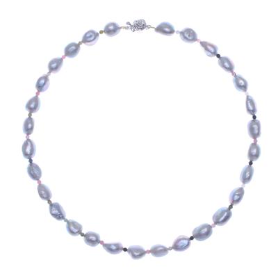 Sea Journey in Rainbow,'Cultured Freshwater Pearl and Tourmaline Beaded Necklace'