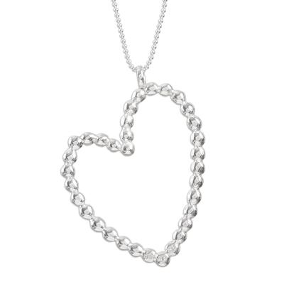 Sharing Love,'Taxco Sterling Silver Heart Pendant Necklace from Mexico'