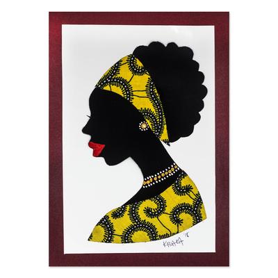 Mansah in Yellow,'Signed African Woman Painting in...