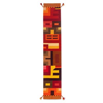 Beauty in Asymmetry,'Handwoven Colorful Wool Blend Table Runner from Peru'