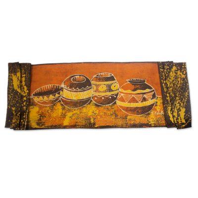 Beautiful Pots,'Hand Crafted Batik Cotton Table Runner from Ghana'