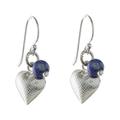 Love For Midnight,'Lapis Lazuli Heart Dangle Earrings from Thailand'