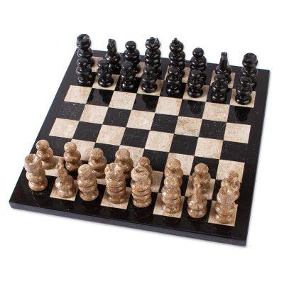 Cafe Battle,'Brown and Black Marble Chess Set from...