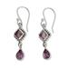 Amethyst dangle earrings, 'Purple Spark'