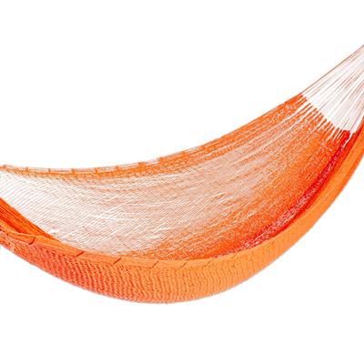 Sunset Siesta,'Flame Orange Cotton Rope Hammock (T...