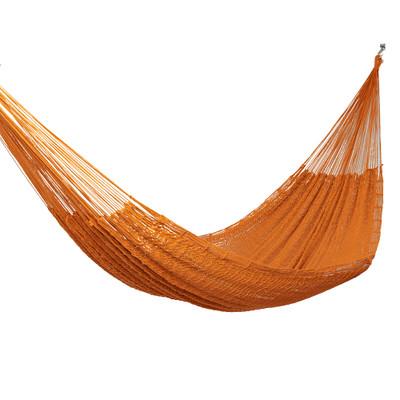 Sunset Siesta,'Flame Orange Cotton Rope Hammock (T...