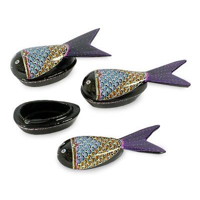 'Fantastic Fish' (set of 3) - Lacquered Wood Boxes