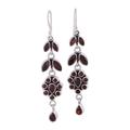 'Red Rose' - Handcrafted Floral Sterling Silver and Garnet Earrings