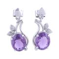 Pretty Lilac,'Rhodium Plated Leafy Amethyst Dangle Earrings from India'