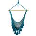 Ocean Seat in Turquoise,'Tasseled Cotton Rope Mayan Hammock Swing in Teal from Mexico'