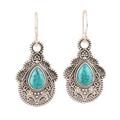 Agra Aesthetic,'Oxidized Silver and Reconstituted Turquoise Earrings'