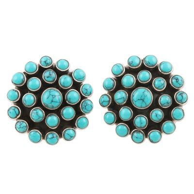 Floral Burst,'Hand Crafted Sterling Silver Drop Earrings'