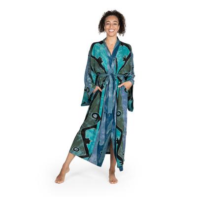 Seaside Blue,'Women's Handcrafted Batik Robe'